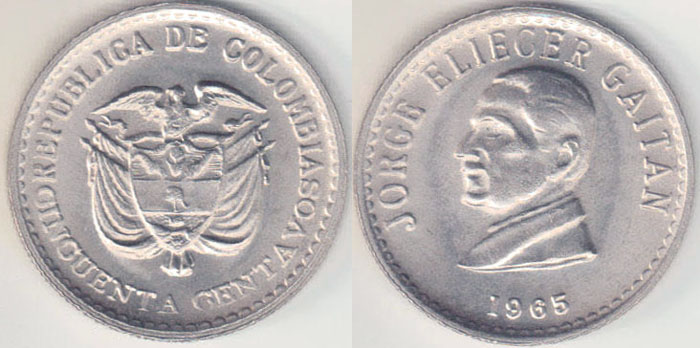 1965 Colombia 50 Centavos (Unc) A005853